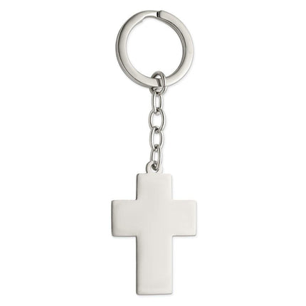 Stainless Steel Polished Cross Key Ring ,