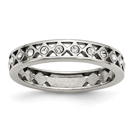 Stainless Steel Polished Crystal 4.50mm Band ,