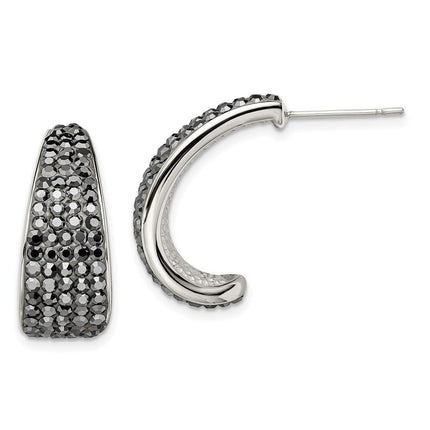 Stainless Steel Polished Crystal Post Earrings ,