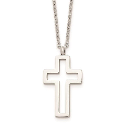 Stainless Steel Polished Cut-out Cross Necklace ,