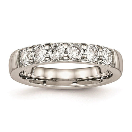 Stainless Steel Polished CZ 4.00mm Band ,