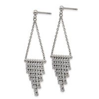 Stainless Steel Polished CZ Dangle Post Earrings ,