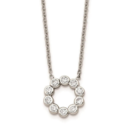 Stainless Steel Polished CZ Necklace ,