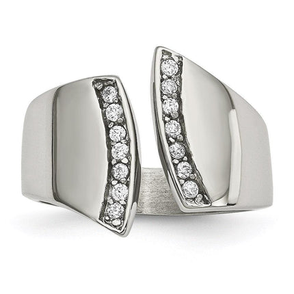 Stainless Steel Polished CZ Ring ,