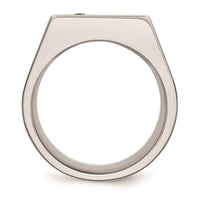 Stainless Steel Polished CZ Signet Ring ,