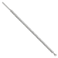 Stainless Steel Polished CZ Tennis w/ 1in ext. Bracelet ,