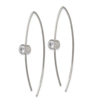 Stainless Steel Polished CZ Threader Earrings ,