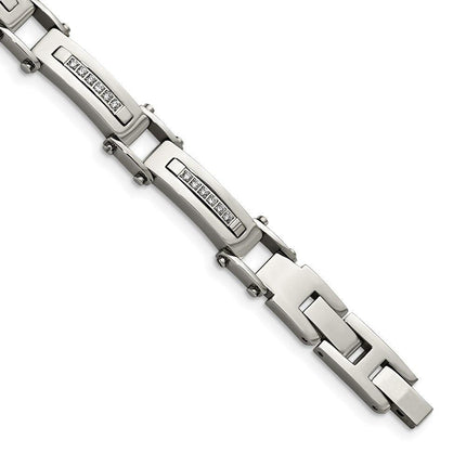 Stainless Steel Polished CZ w/.50in ext. Link Bracelet ,