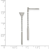 Stainless Steel Polished Dangle Bar Triangle Post Earrings ,