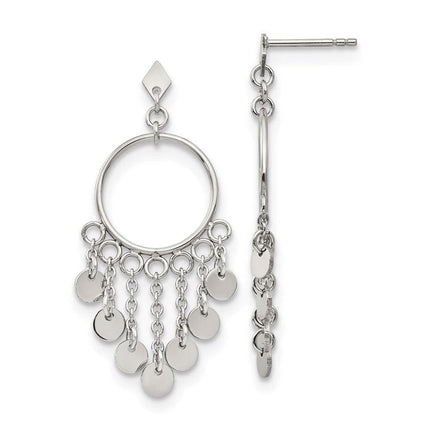 Stainless Steel Polished Dangle Post Earrings ,