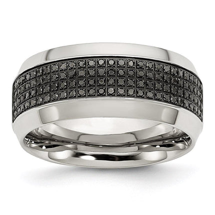 Stainless Steel Polished Diamond Band ,