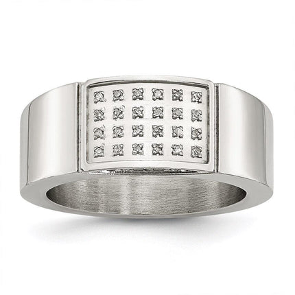 Stainless Steel Polished Diamond Ring ,
