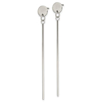 Stainless Steel Polished Disc with Bar Dangle Post Earrings ,