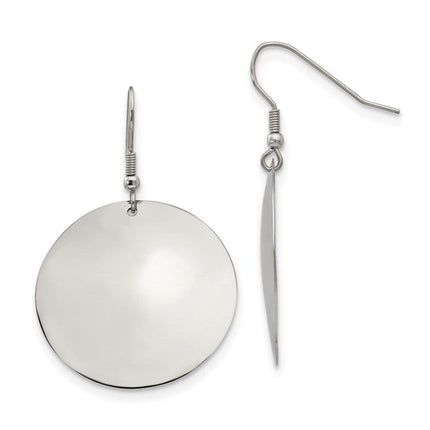 Stainless Steel Polished Discs Dangle Earrings ,