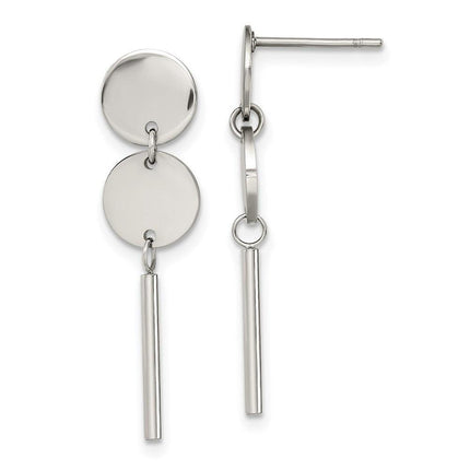 Stainless Steel Polished Discs Post Dangle Earrings ,