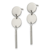 Stainless Steel Polished Discs Post Dangle Earrings ,