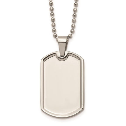 Stainless Steel Polished Dog Tag Necklace ,