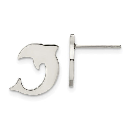 Stainless Steel Polished Dolphin Post Earrings ,