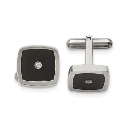 Stainless Steel Polished Enameled CZ Cufflinks ,