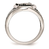 Stainless Steel Polished Enameled Eagle Ring ,