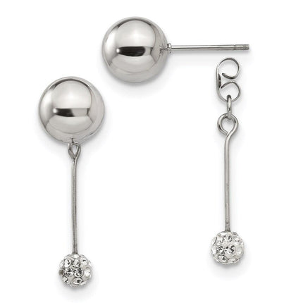 Stainless Steel Polished Enameled w/Preciosa Crystal Front/Back Post Dangle ,