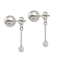 Stainless Steel Polished Enameled w/Preciosa Crystal Front/Back Post Dangle ,