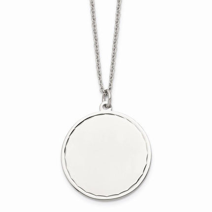 Stainless Steel Polished Engraveable Round Disc w/2in. Ext. Necklace ,