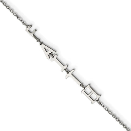 Stainless Steel Polished FAITH w/1in ext 6.5in Bracelet ,