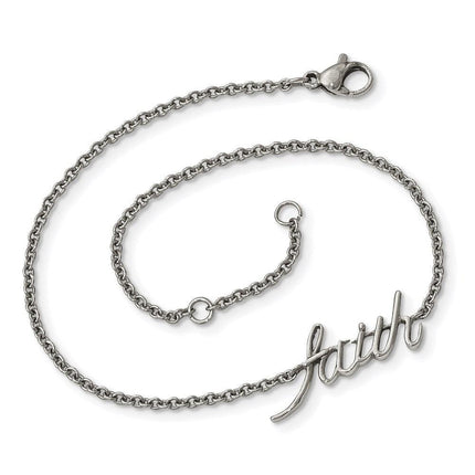 Stainless Steel Polished FAITH with 1in ext. Anklet ,