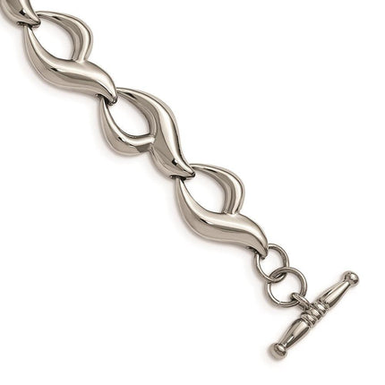 Stainless Steel Polished Fancy Link 8.25in Toggle Bracelet ,