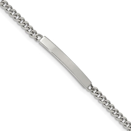 Stainless Steel Polished Flat Curb Chain 8.5in ID Bracelet ,