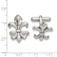Stainless Steel Polished Fleur de Lis Cuff Links ,