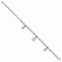 Stainless Steel Polished Fleur de Lis w/ 3 inch ext Bracelet ,