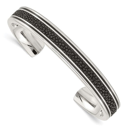 Stainless Steel Polished Genuine Stingray Bangle ,