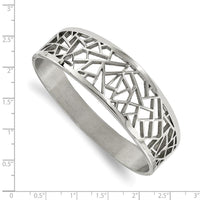 Stainless Steel Polished Geometric Cut-out Hinged Bangle ,
