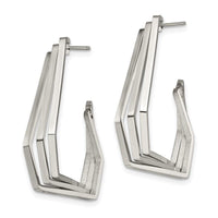 Stainless Steel Polished Geometric Post J Hoop Earrings ,