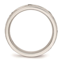 Stainless Steel Polished Grooved CZ Ring ,