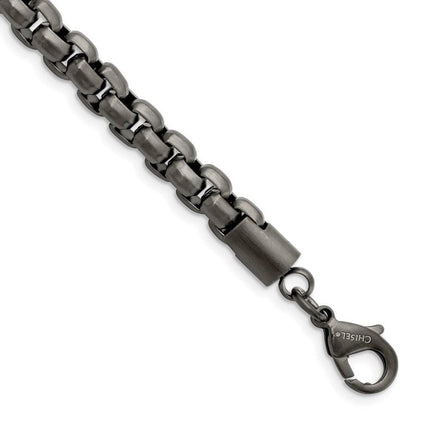 Stainless Steel Polished Gun Metal IP-plated Box Chain 8.5in Bracelet ,