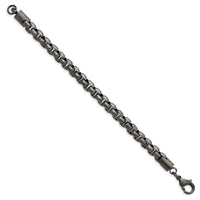 Stainless Steel Polished Gun Metal IP-plated Box Chain 8.5in Bracelet ,