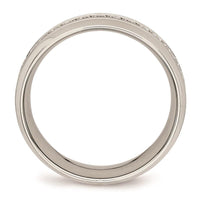 Stainless Steel Polished Half Round Grooved CZ Ring ,