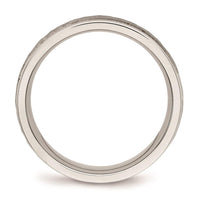 Stainless Steel Polished Hammered and Grooved 6.00mm Band ,