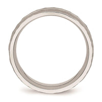 Stainless Steel Polished Hammered and Grooved 7.50mm Band ,