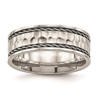Stainless Steel Polished Hammered Comfort Back Ring ,