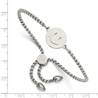 Stainless Steel Polished Happy Face Adjustable Bracelet ,