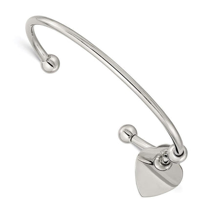 Stainless Steel Polished Heart Bangle ,