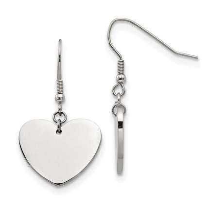 Stainless Steel Polished Heart Dangle Earrings ,