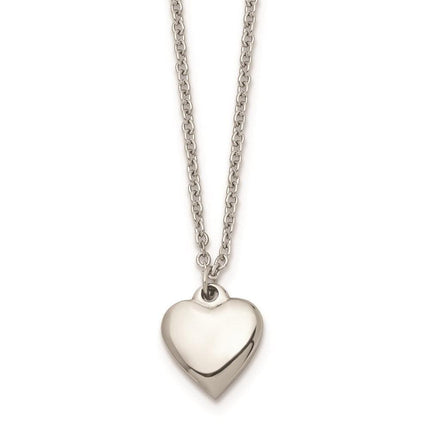 Stainless Steel Polished Heart w/1.50in. ext. Necklace ,