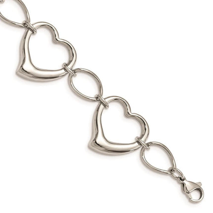 Stainless Steel Polished Hearts Bracelet ,