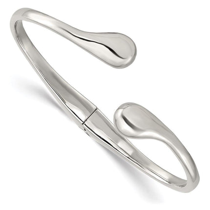 Stainless Steel Polished Hinged Cuff Bangle ,