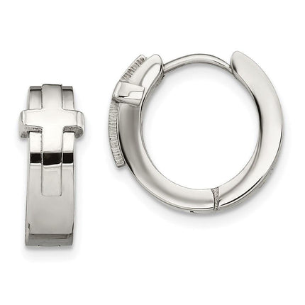 Stainless Steel Polished Hinged Hoop Earrings ,